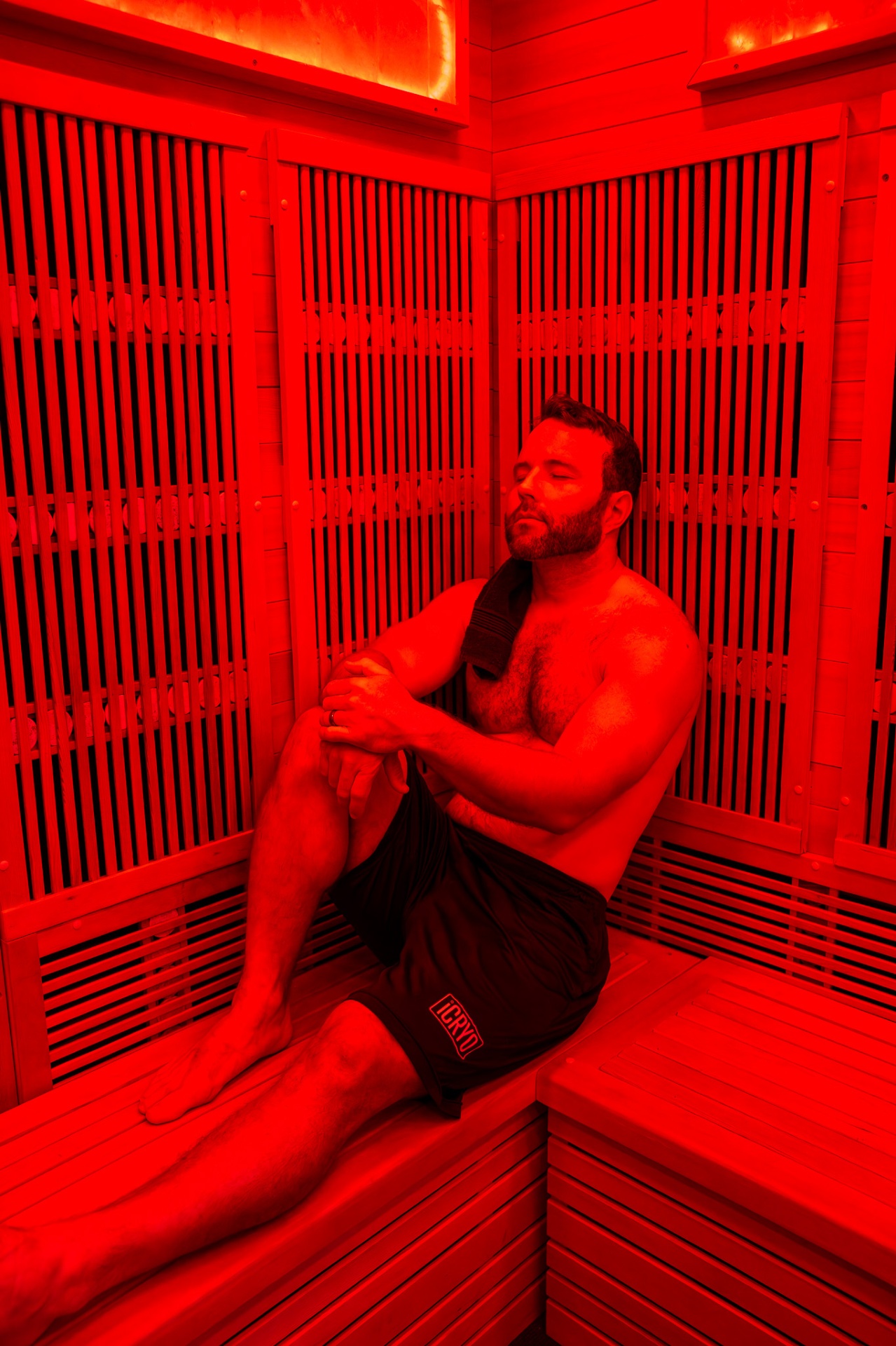 Client relaxing in the iCRYO Clifton Park infrared sauna